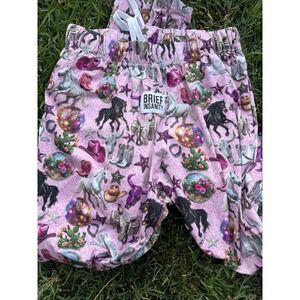 BRIEF INSANITY Pink Cowboy Girl Pajama Pants Western Horse Disco Ball Lounge S